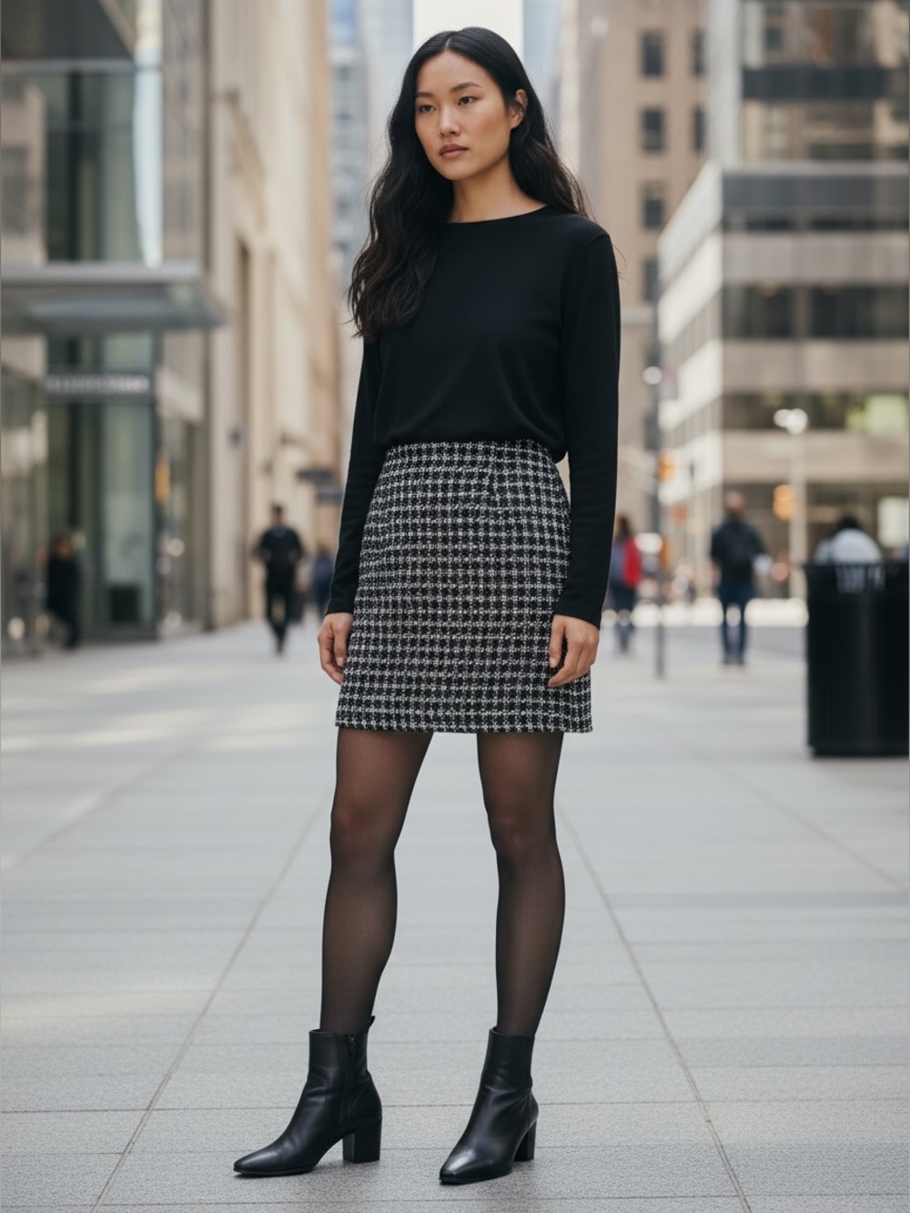 Halogen Black and White Tweed Pencil Skirt, Size 16 (See Measurements)